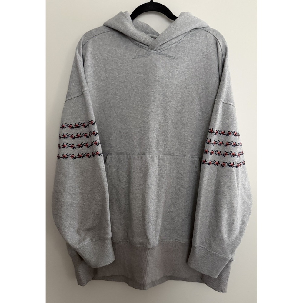 Free People Movement "At My Best" Embroidered Hoodie Grey Women's Size Small - Picture 2 of 13